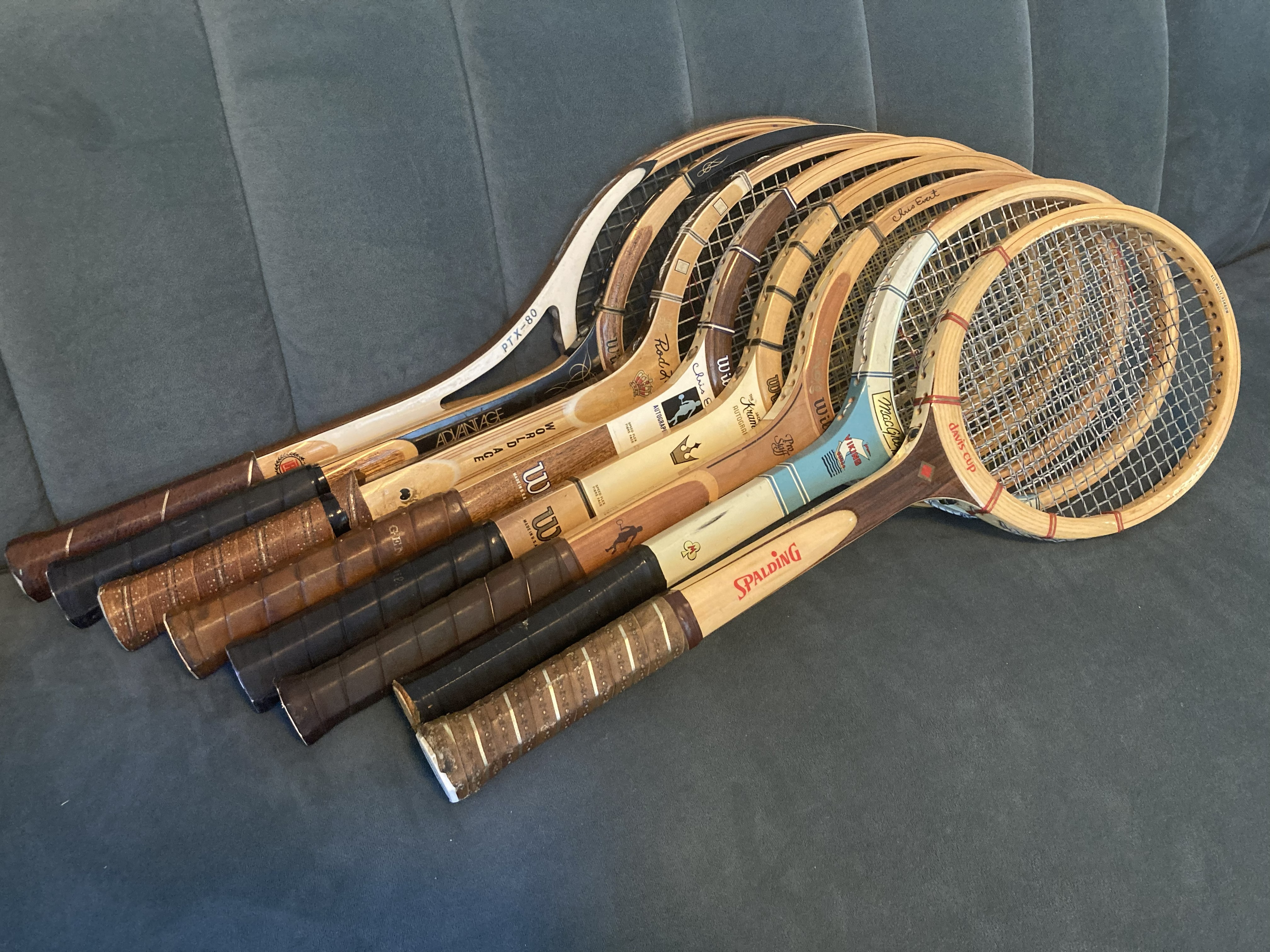 Authentic vintage wood tennis rackets for curated wall decor
